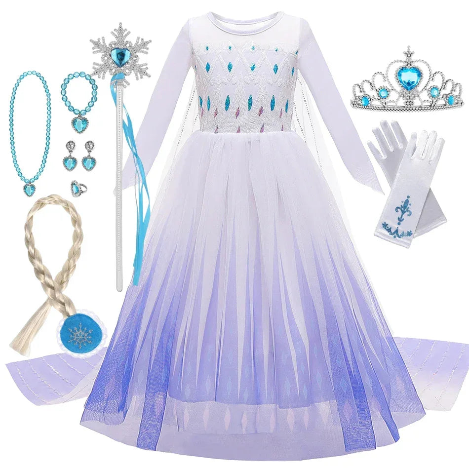 Enchanting Disney Princess Costume Anna Elsa Dress For Girls Ages 2 To 10 - ToylandEU