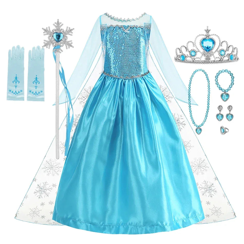 Enchanting Disney Princess Costume Anna Elsa Dress For Girls Ages 2 To 10 - ToylandEU