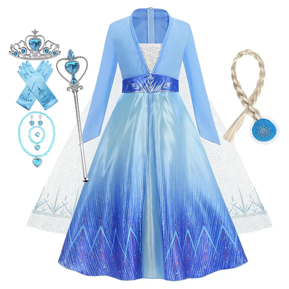 Enchanting Disney Princess Costume Anna Elsa Dress For Girls Ages 2 To 10 - ToylandEU