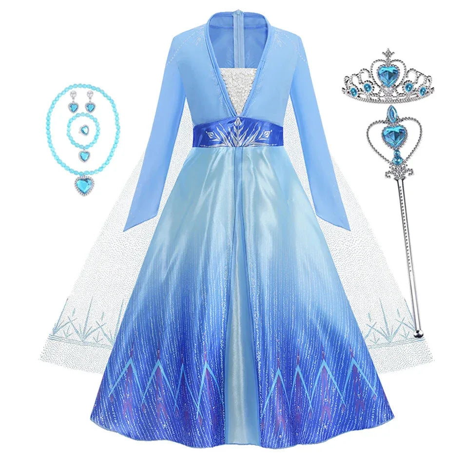 Enchanting Disney Princess Costume Anna Elsa Dress For Girls Ages 2 To 10 - ToylandEU