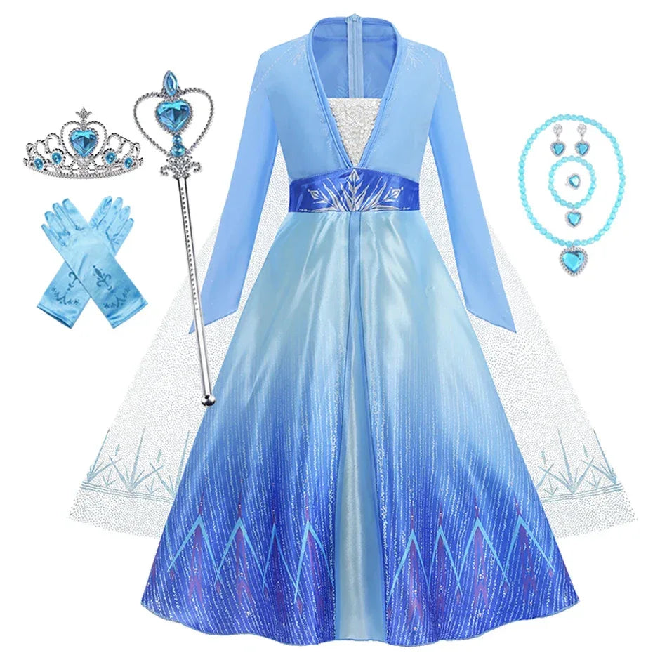 Enchanting Disney Princess Costume Anna Elsa Dress For Girls Ages 2 To 10 - ToylandEU