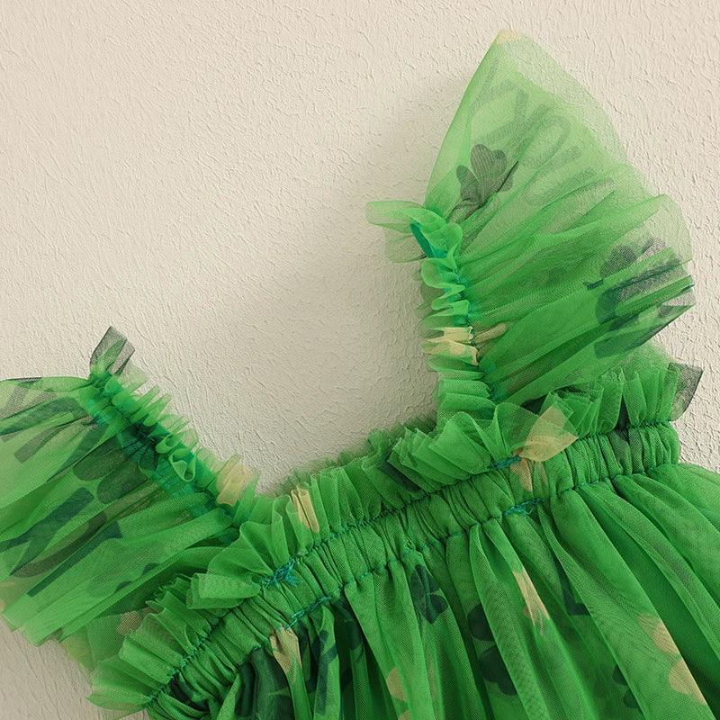 Enchanting Dress Sleeveless Clover Strawberry Print Embroidered For Girls - ToylandEU