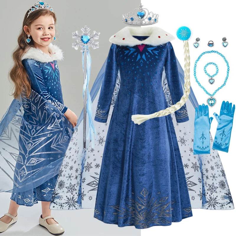 Enchanting Elsa Costume Snow Queen Lace Dress For Girls - ToylandEU