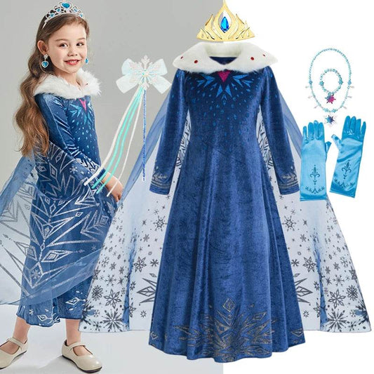 Enchanting Frozen Elsa Costume Lace Details For Girls - ToylandEU