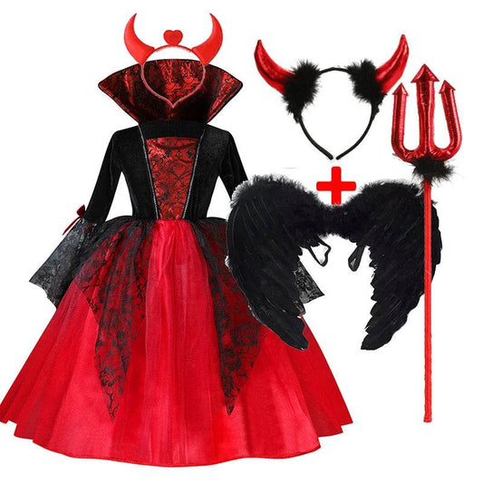 Enchanting Girls Costume Gothic Vampire Dress For Kids - ToylandEU