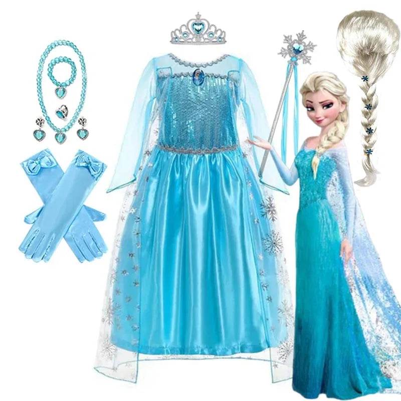 Enchanting Girls Elsa Cape Costume Snow Queen For Carnival - ToylandEU