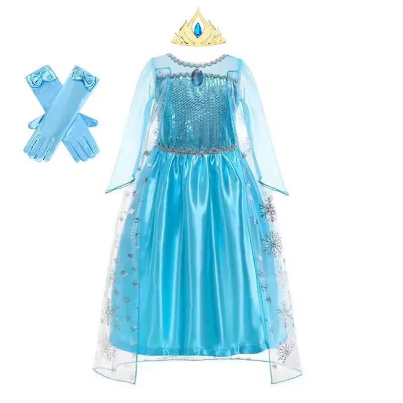 Enchanting Girls Elsa Cape Costume Snow Queen For Carnival - ToylandEU