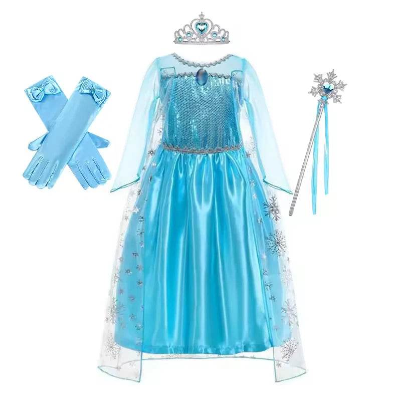 Enchanting Girls Elsa Cape Costume Snow Queen For Carnival - ToylandEU