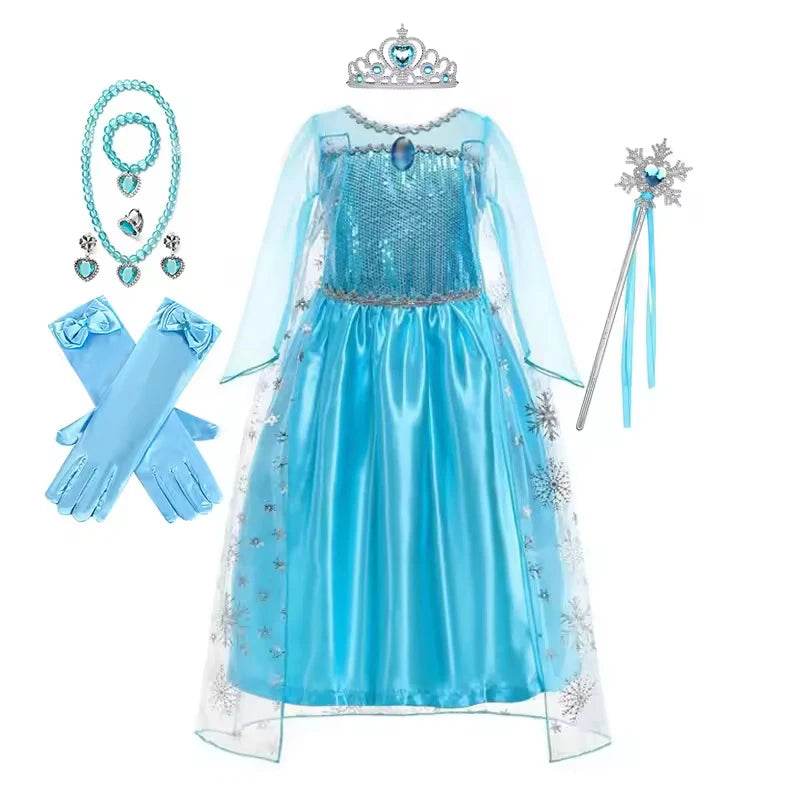 Enchanting Girls Elsa Cape Costume Snow Queen For Carnival - ToylandEU