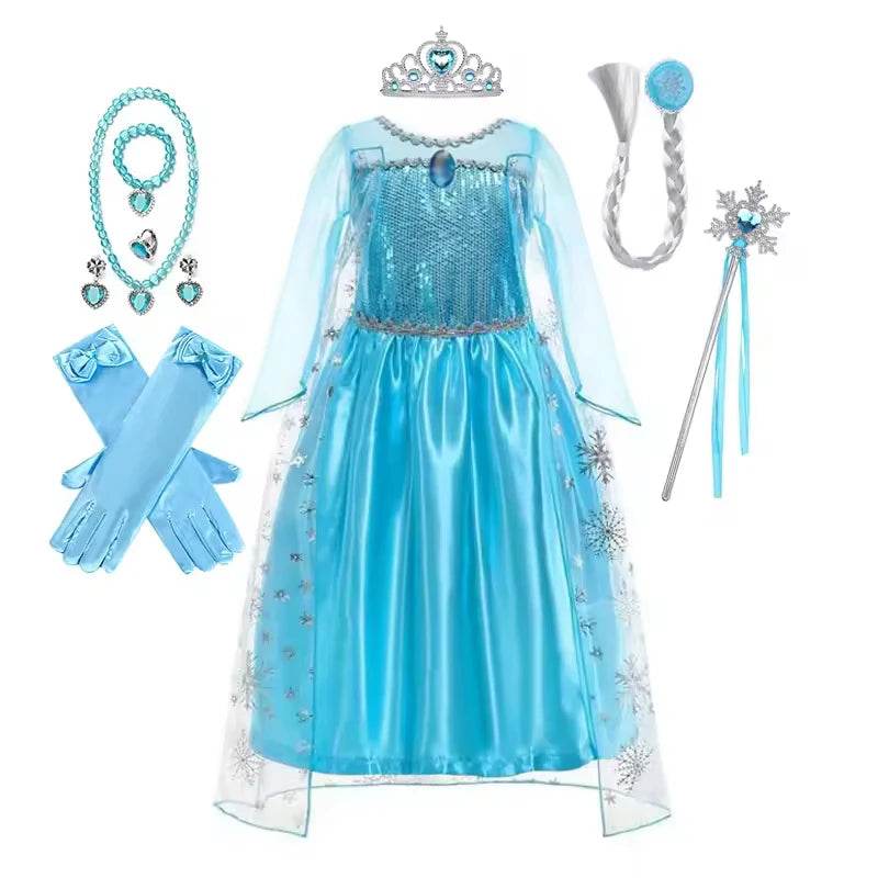 Enchanting Girls Elsa Cape Costume Snow Queen For Carnival - ToylandEU
