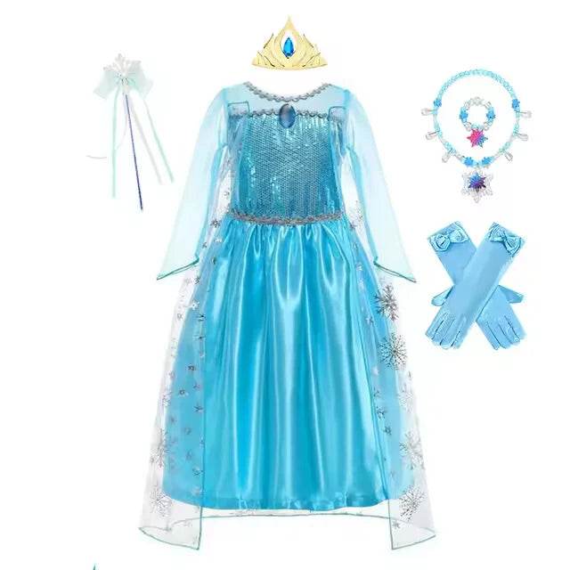Enchanting Girls Elsa Cape Costume Snow Queen For Carnival - ToylandEU