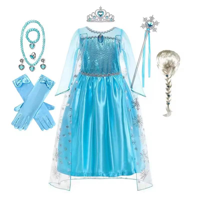 Enchanting Girls Elsa Cape Costume Snow Queen For Carnival - ToylandEU