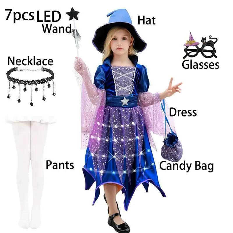  Enchanting Girls Witch Costume LED Dress Hat Toyland EU -  ToylandEU™