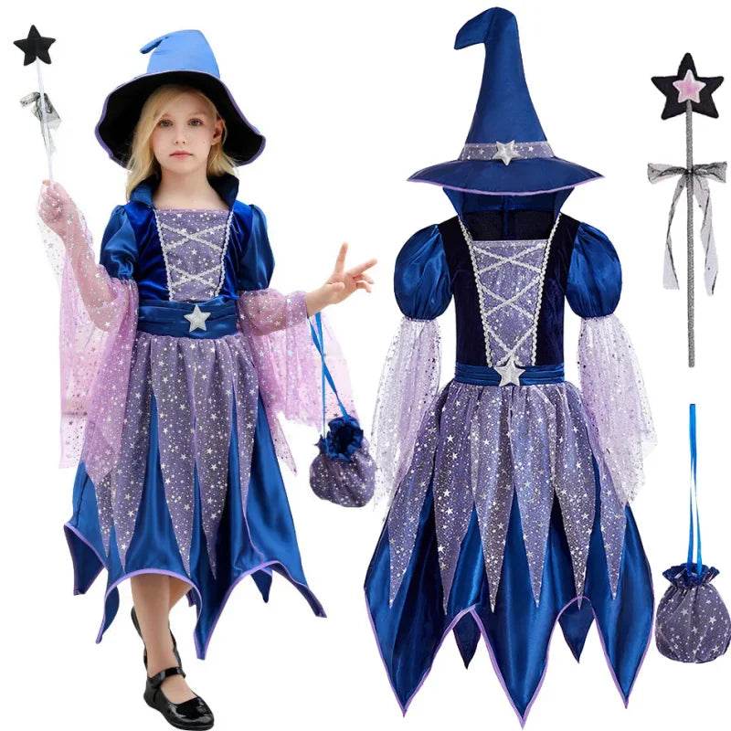 Enchanting Girls' Witch Costume Set with Hat & Bags for All Occasions - ToylandEU