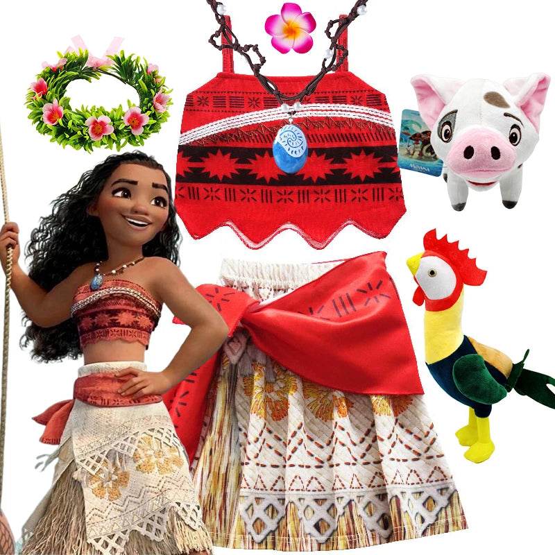 Enchanting Moana Costume Dress With Appliques Girls 7 To 13 - ToylandEU