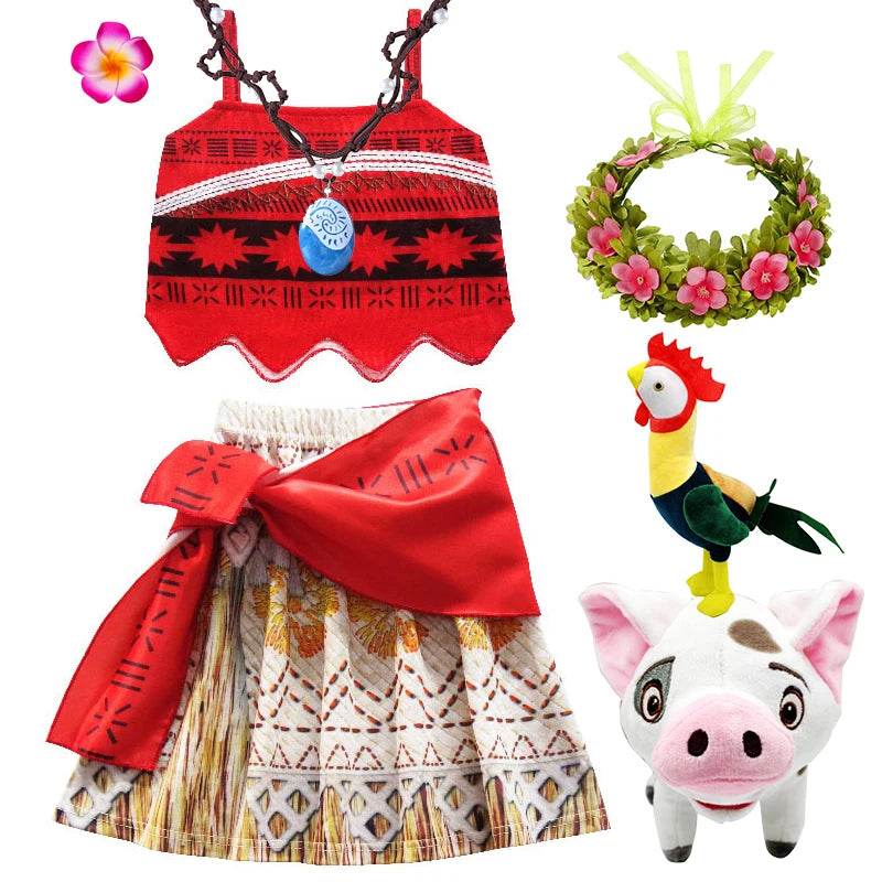 Enchanting Moana Costume Dress With Appliques Girls 7 To 13 - ToylandEU
