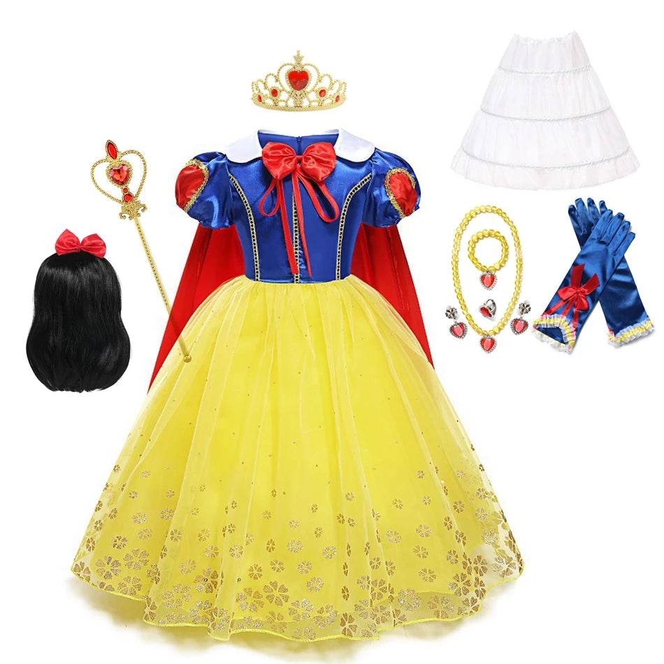 Enchanting Snow White Princess Dress Lace Trim For Girls - ToylandEU