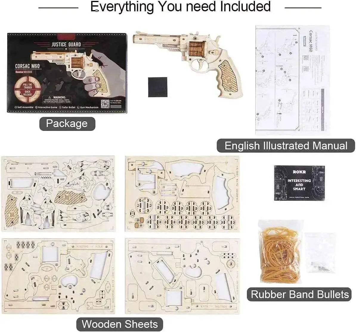 Engaging 172 Piece Wooden Puzzle Kit 3D Gun Toyland EU -  ToylandEU™