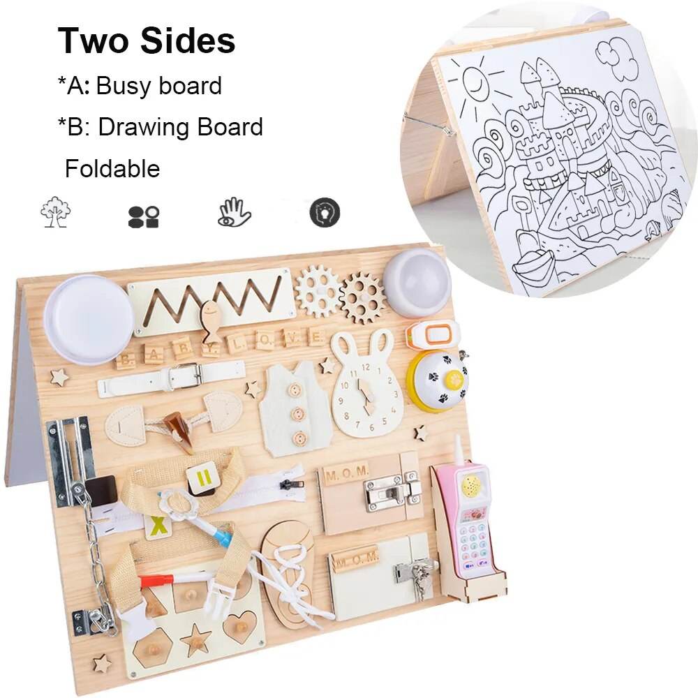 Ангажираща Montessori Busy Board: Играчка за сензорно обучение за деца 3-12 години - ToylandEU