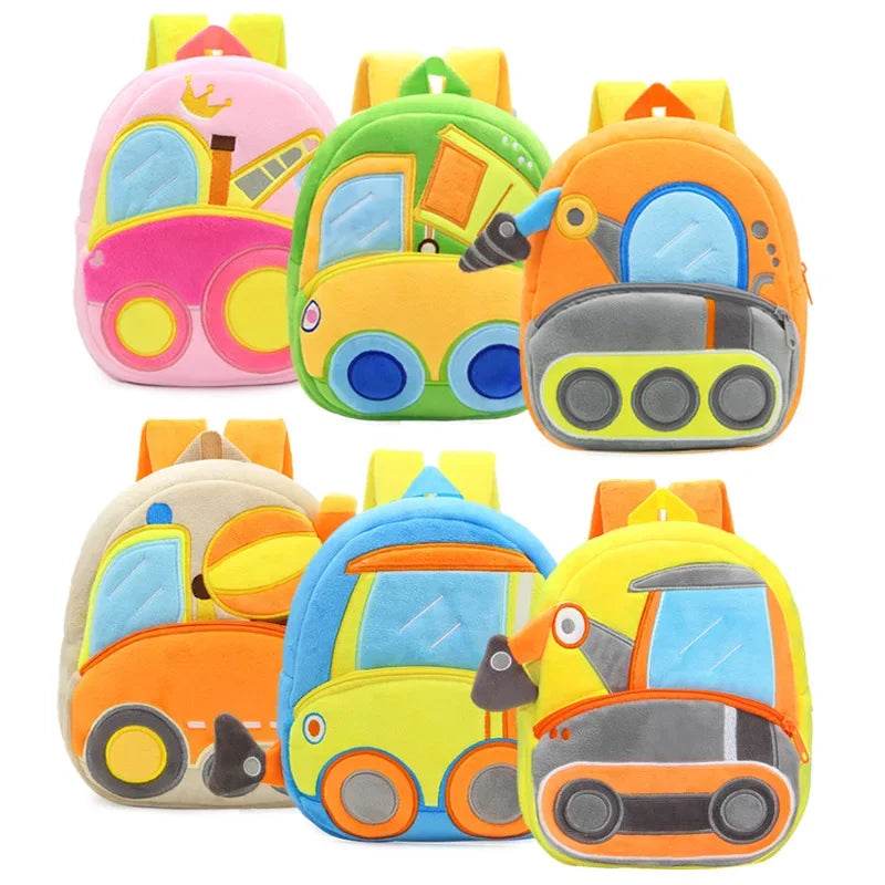 Engineering Vehicle Cute Kids Backpack Digger Plush Toddler Baby Bags for Boys Girls 2-4 Kindergarten - ToylandEU