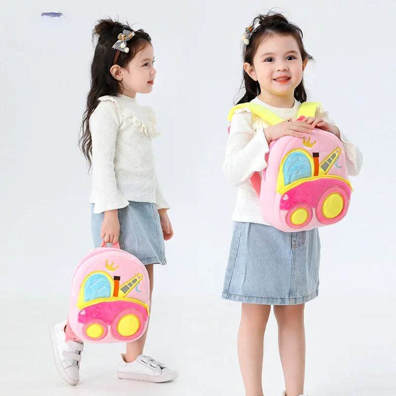 Engineering Vehicle Cute Kids Backpack Digger Plush Toddler Baby Bags for Boys Girls 2-4 Kindergarten - ToylandEU