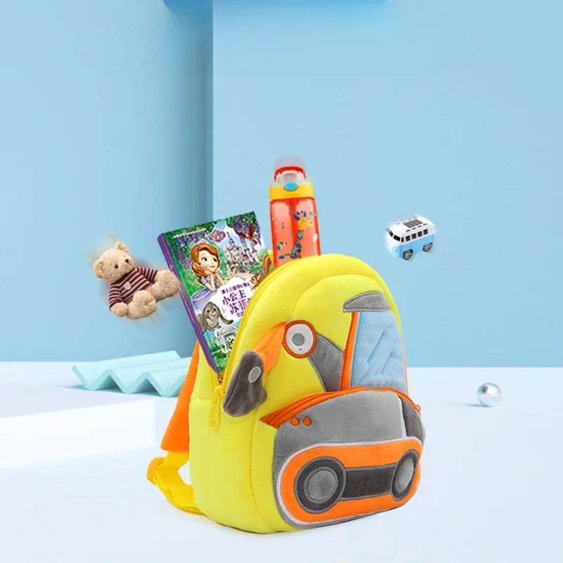 Engineering Vehicle Cute Kids Backpack Digger Plush Toddler Baby Bags for Boys Girls 2-4 Kindergarten - ToylandEU
