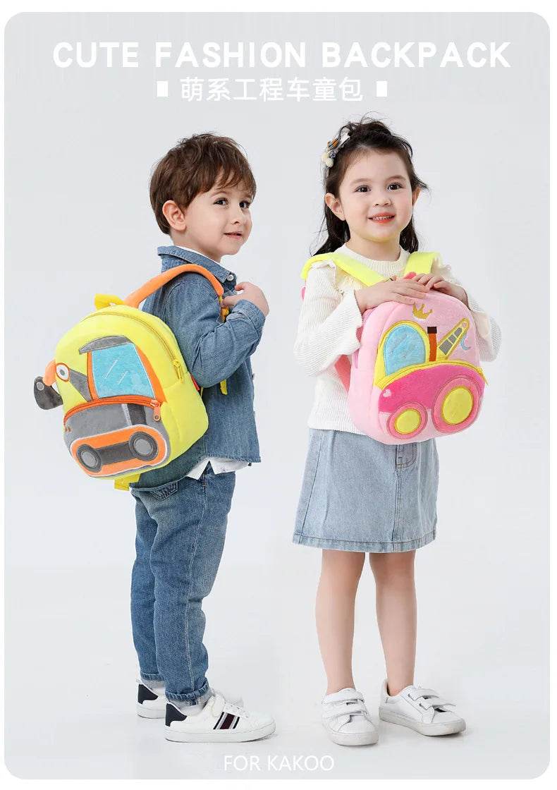 Engineering Vehicle Cute Kids Backpack Digger Plush Toddler Baby Bags for Boys Girls 2-4 Kindergarten - ToylandEU