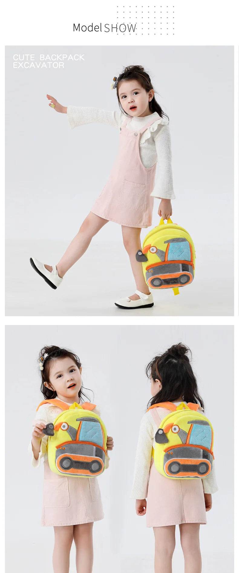 Engineering Vehicle Cute Kids Backpack Digger Plush Toddler Baby Bags for Boys Girls 2-4 Kindergarten - ToylandEU