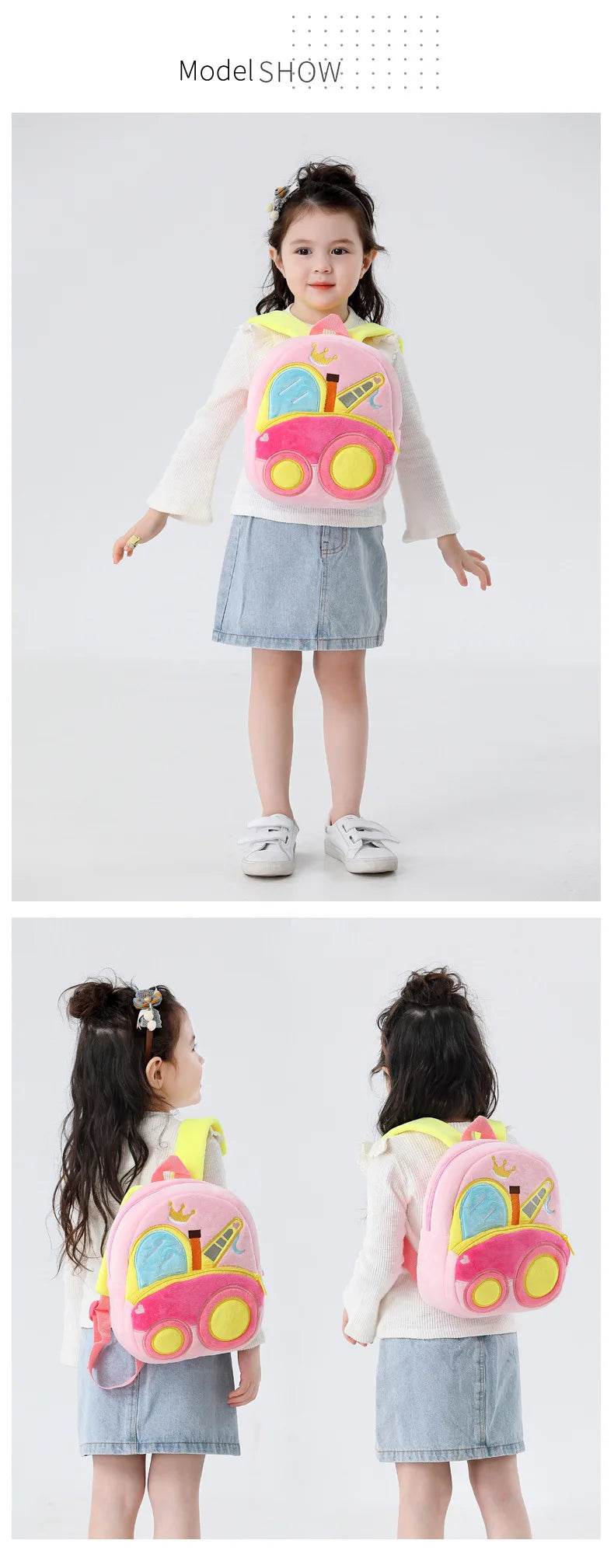 Engineering Vehicle Cute Kids Backpack Digger Plush Toddler Baby Bags for Boys Girls 2-4 Kindergarten - ToylandEU