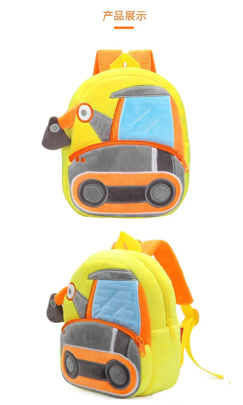 Engineering Vehicle Cute Kids Backpack Digger Plush Toddler Baby Bags for Boys Girls 2-4 Kindergarten - ToylandEU