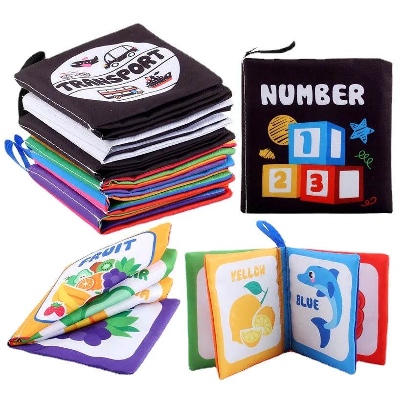 4 Pages Enlightenment Early Learning Books Children Black and White Cloth Book for Kids Montessori Educational Toys - ToylandEU