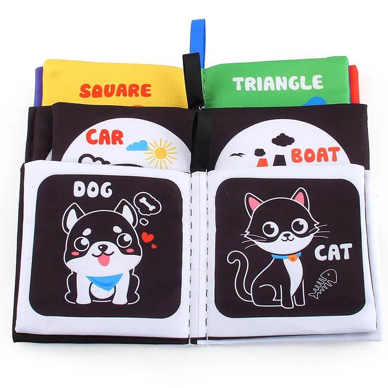 4 Pages Enlightenment Early Learning Books Children Black and White Cloth Book for Kids Montessori Educational Toys - ToylandEU