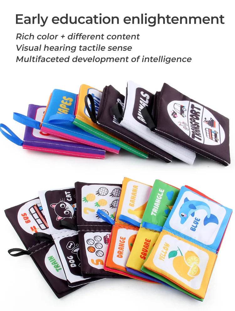 4 Pages Enlightenment Early Learning Books Children Black and White Cloth Book for Kids Montessori Educational Toys - ToylandEU