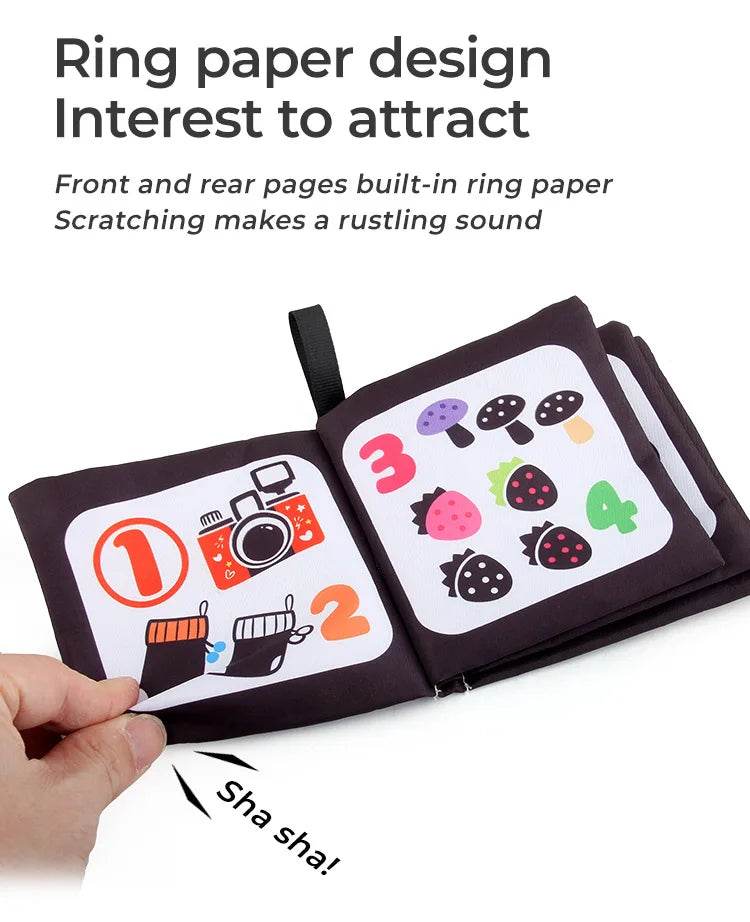 4 Pages Enlightenment Early Learning Books Children Black and White Cloth Book for Kids Montessori Educational Toys - ToylandEU