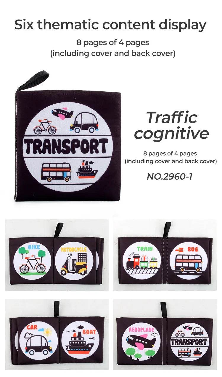 4 Pages Enlightenment Early Learning Books Children Black and White Cloth Book for Kids Montessori Educational Toys - ToylandEU