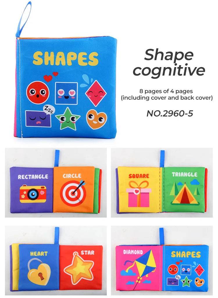 4 Pages Enlightenment Early Learning Books Children Black and White Cloth Book for Kids Montessori Educational Toys - ToylandEU