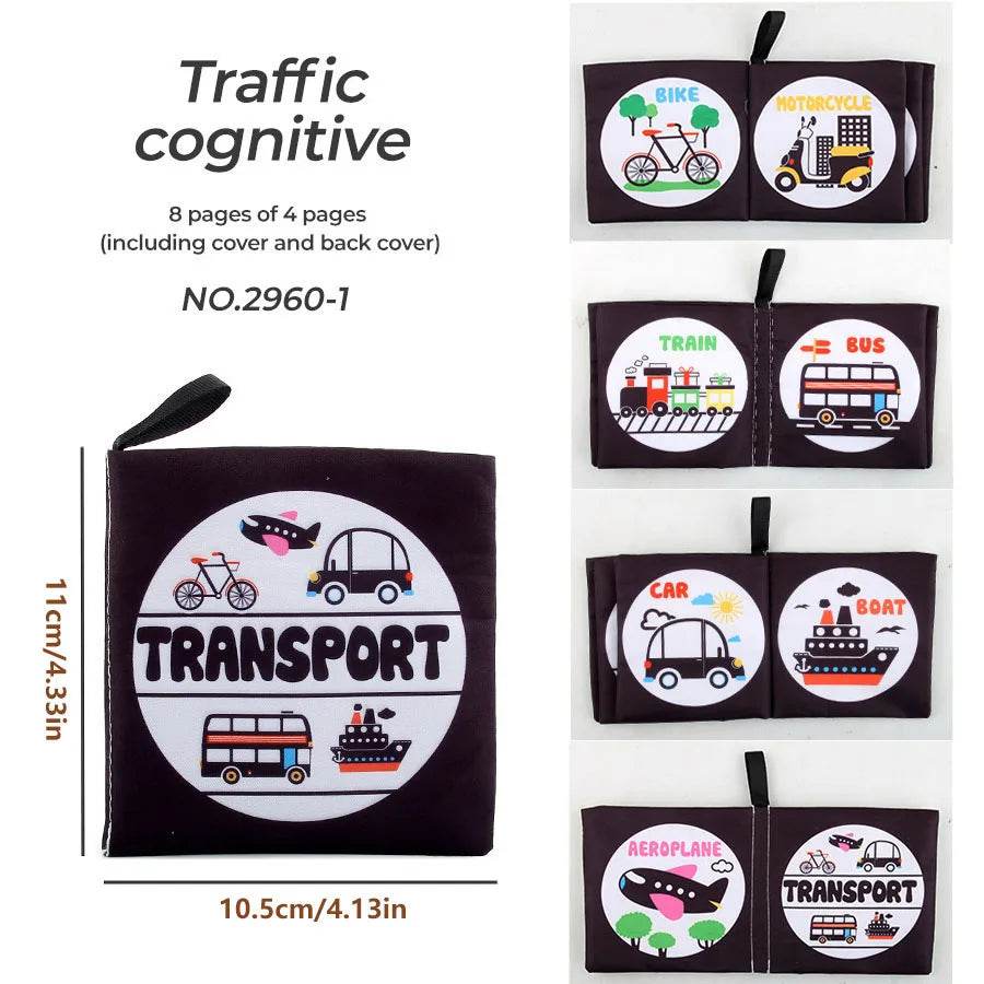 4 Pages Enlightenment Early Learning Books Children Black and White Cloth Book for Kids Montessori Educational Toys - ToylandEU