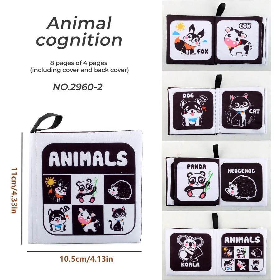 4 Pages Enlightenment Early Learning Books Children Black and White Cloth Book for Kids Montessori Educational Toys - ToylandEU