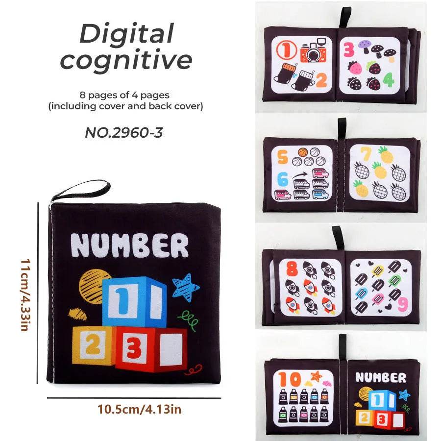 4 Pages Enlightenment Early Learning Books Children Black and White Cloth Book for Kids Montessori Educational Toys - ToylandEU