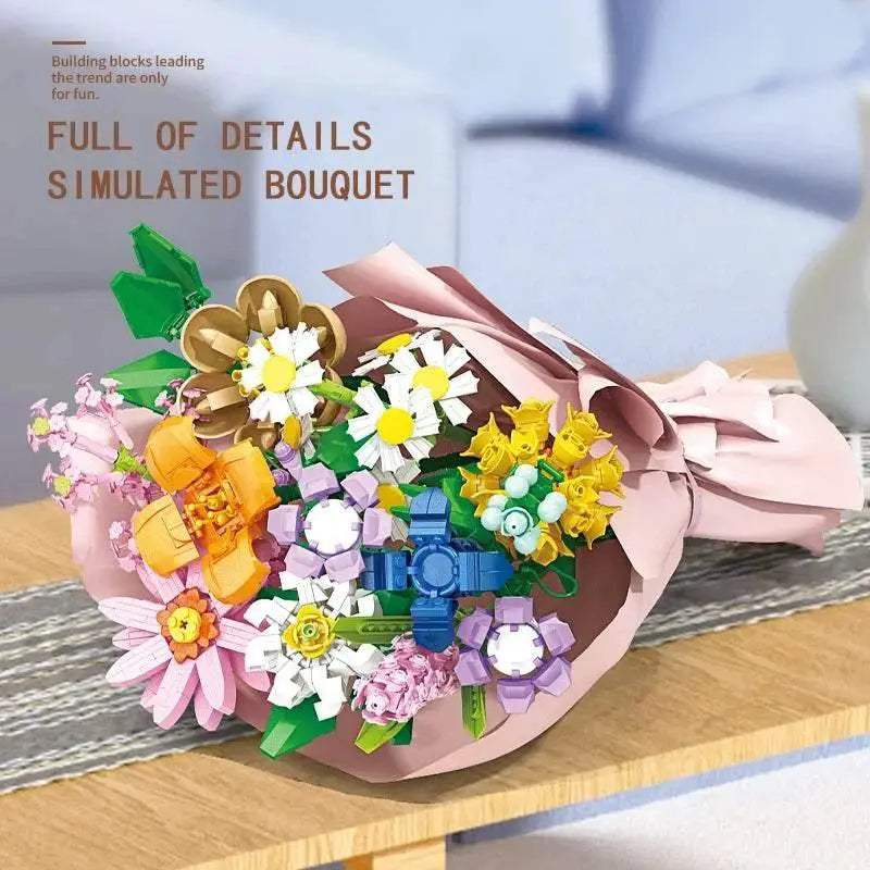 Eternal Block Flower Assembly Bouquet Desktop Decoration Toy - ToylandEU