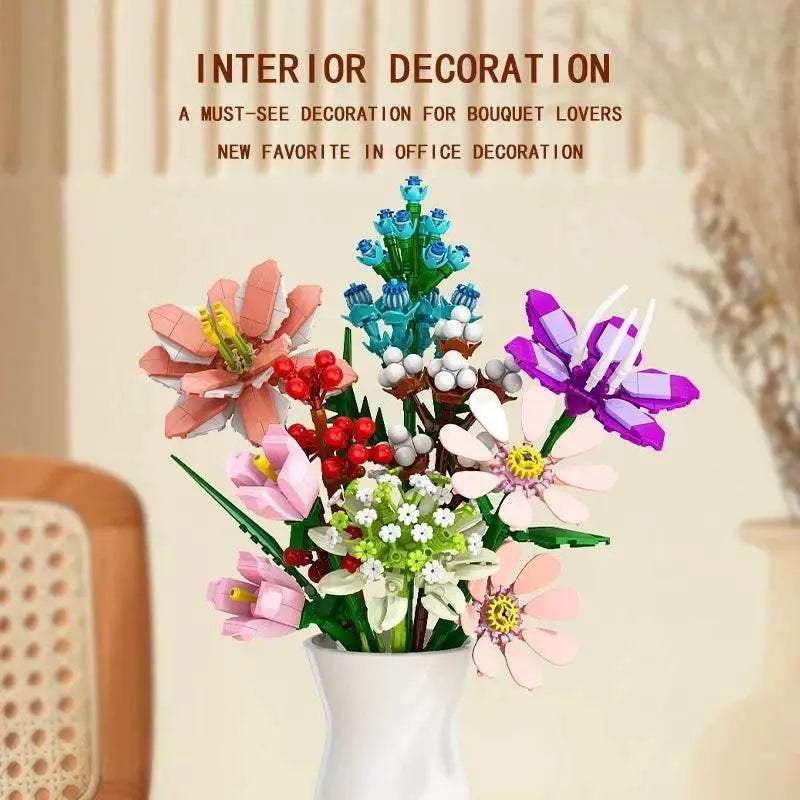 Eternal Block Flower Assembly Bouquet Desktop Decoration Toy - ToylandEU