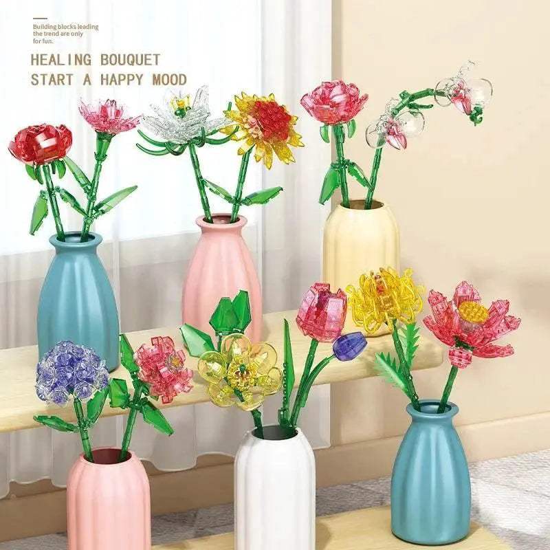 Eternal Block Flower Assembly Bouquet Desktop Decoration Toy - ToylandEU