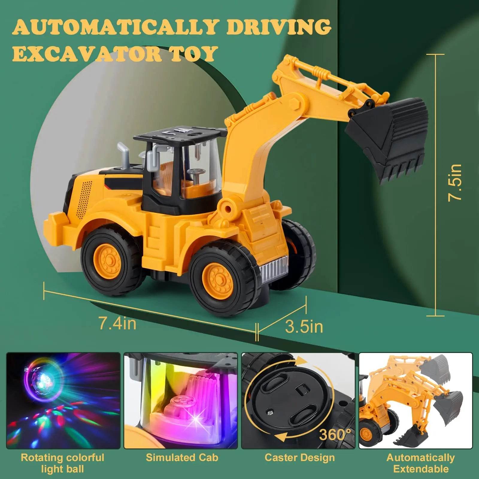 Excavator Truck Kids Toys: Construction Digger Toy with Light - ToylandEU