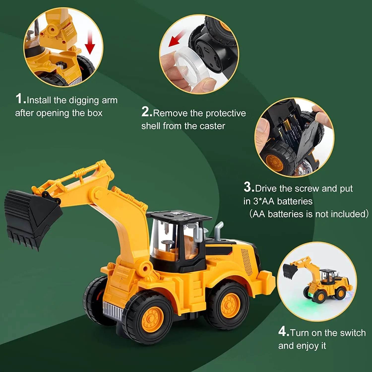 Excavator Truck Kids Toys: Construction Digger Toy with Light - ToylandEU
