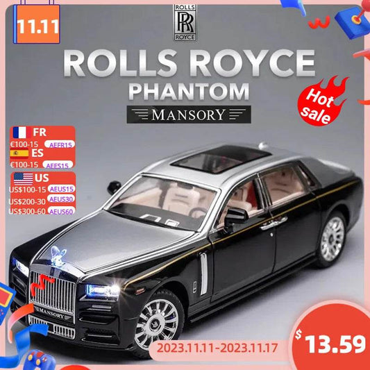 Exquisite 1:24 Rolls-Royce Phantom Diecast Car with Lights & Music - ToylandEU