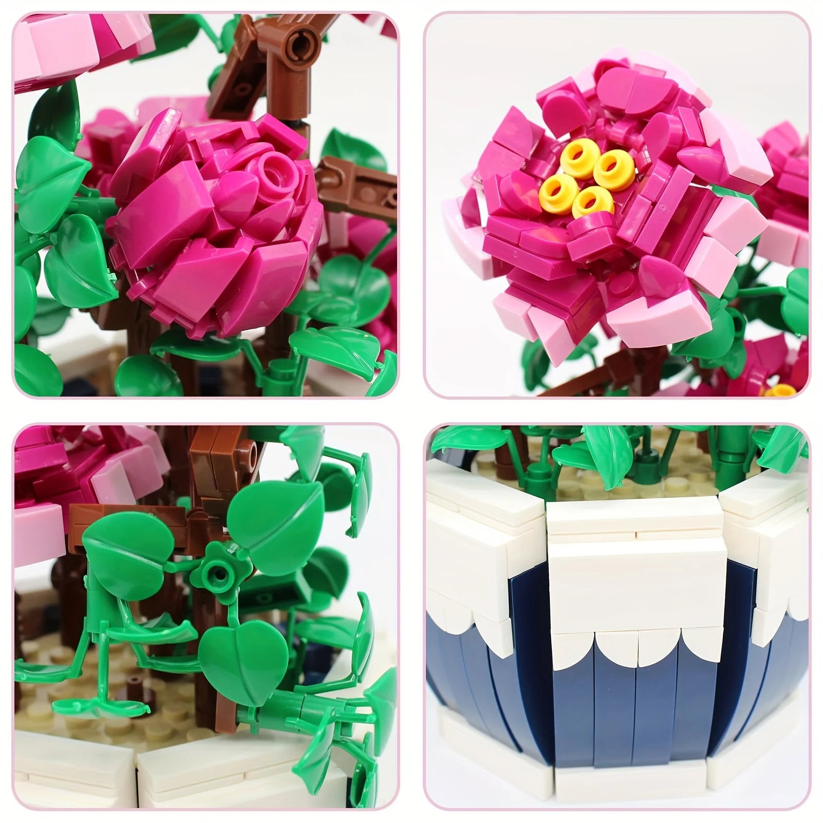 Exquisite Building Blocks Kit Peony Flower Bouquet For Home Decoration Valentines Day Mothers Day Adults - ToylandEU