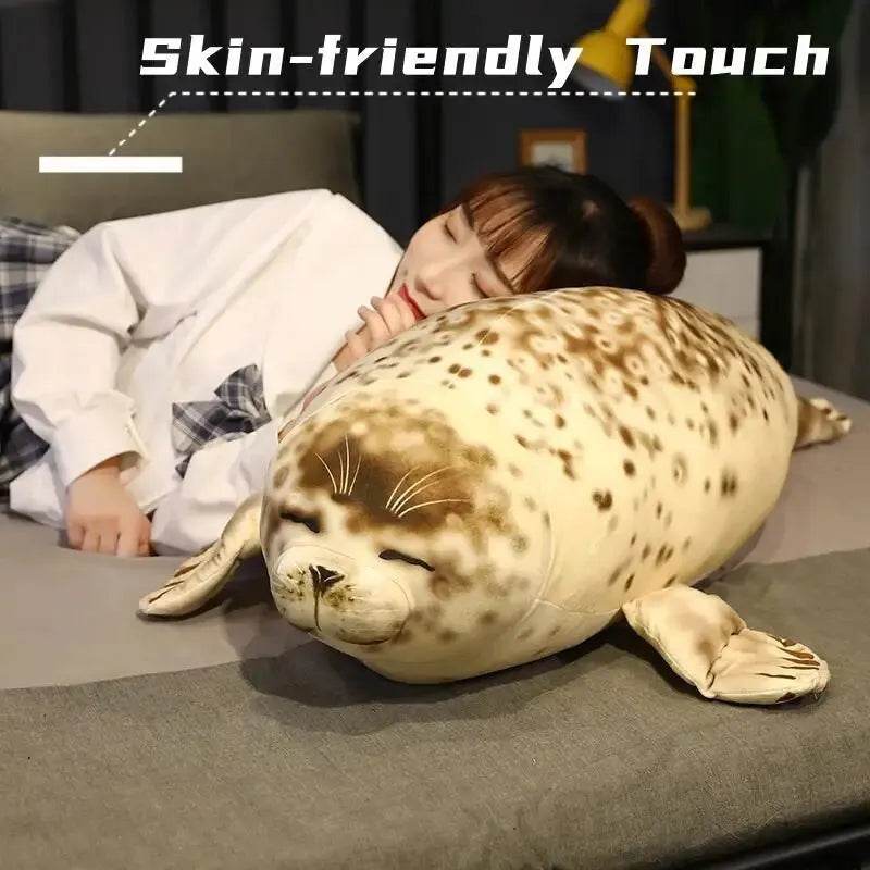 Extra Large 75cm Soft Sea Lion Stuffed Toy - 3D Realistic Plush Ocean Creature - ToylandEU