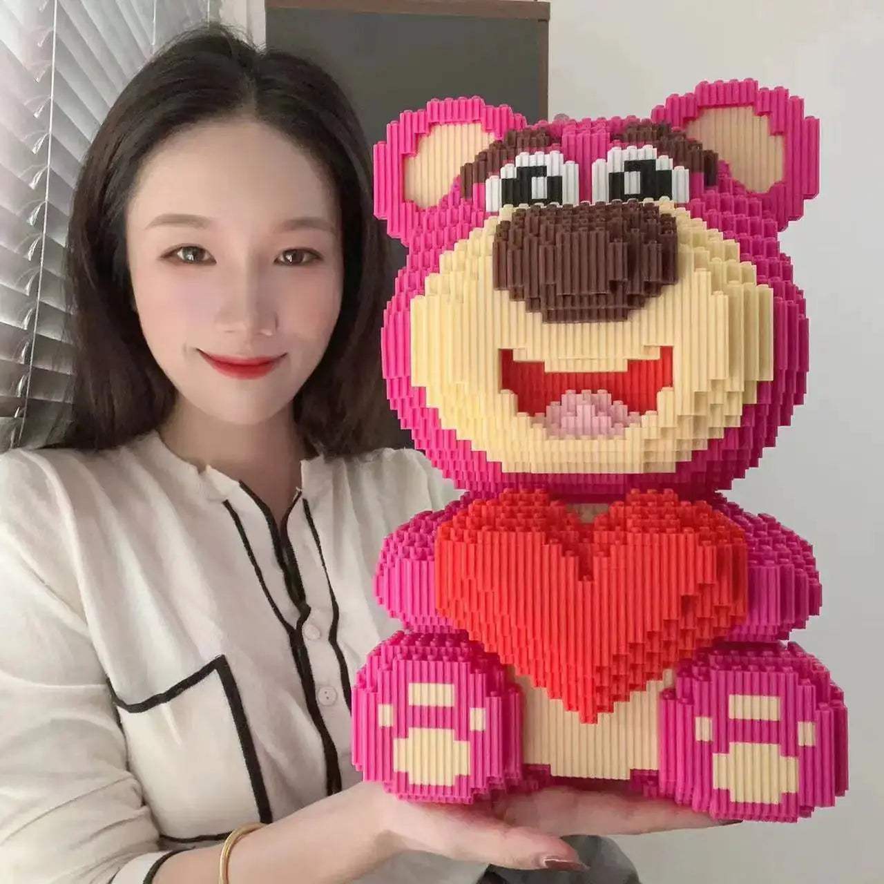 Extra Large Strawberry Bear Building Blocks Compatible With Lego - ToylandEU