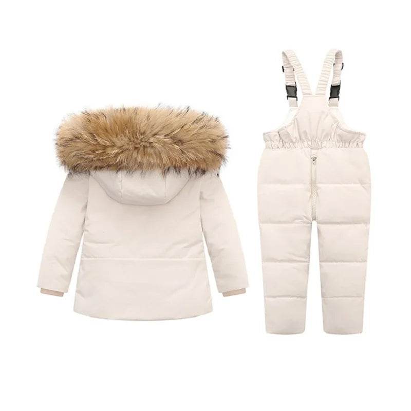 Extreme Cold Weather Kids Down Jacket Real Fur Trim Unisex - ToylandEU