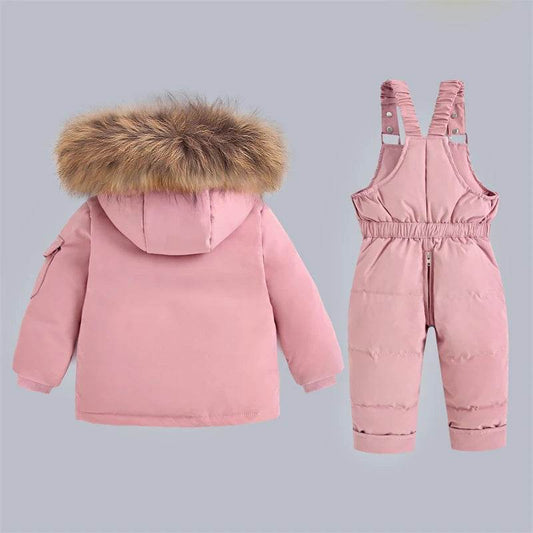 Extreme Warmth Kids Ski Suit Set Real Fur Collar Unisex - ToylandEU